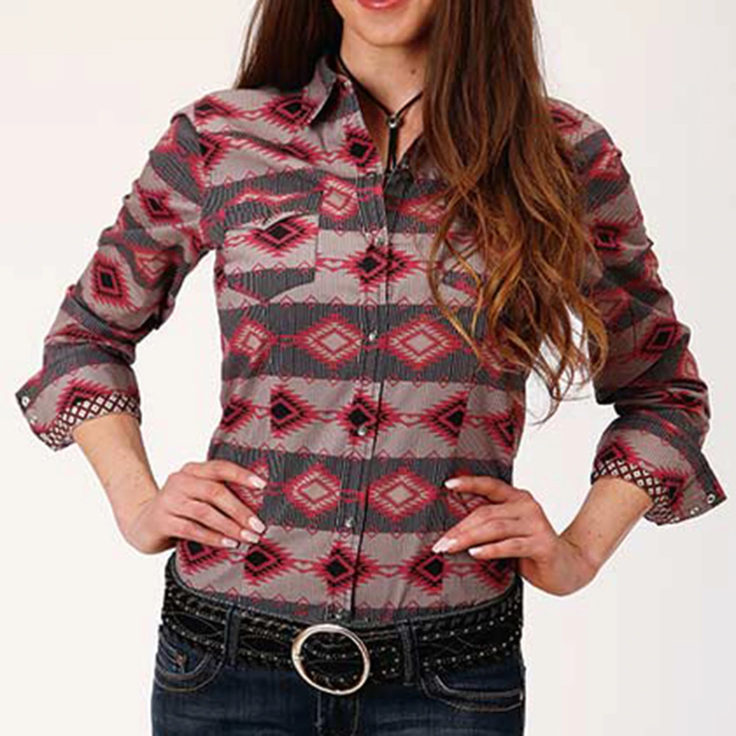 Roper Women's Aztec Print Long Sleeve Shirt 1 Roper Women's Aztec Print Long Sleeve Shirt