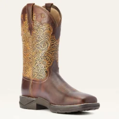 Ariat Clay And Brown Floral Square Toe Boots -Equestrian Supplies Clothing Store 10042421 medial warm 1