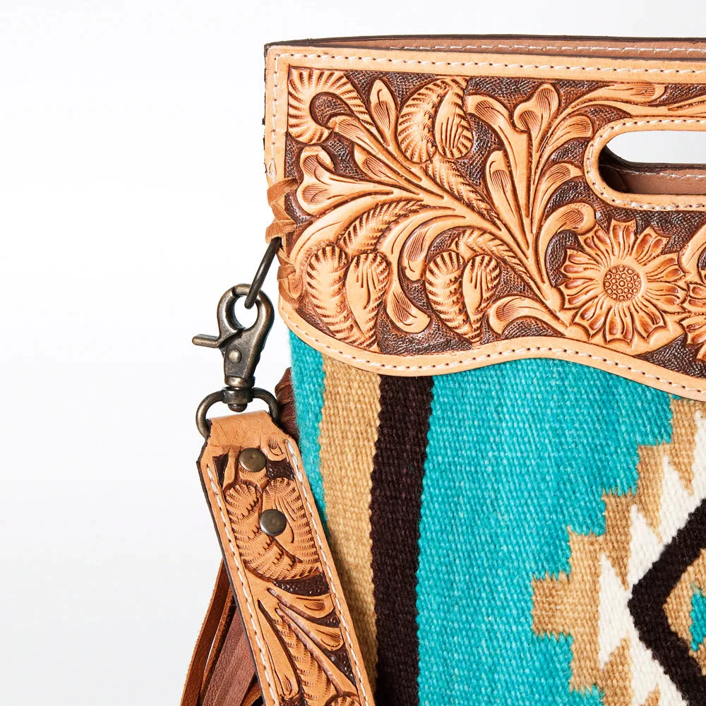 American Darling Turquoise Aztec/Floral Tooled Purse 2 American Darling Turquoise Aztec/Floral Tooled Purse - Image 2