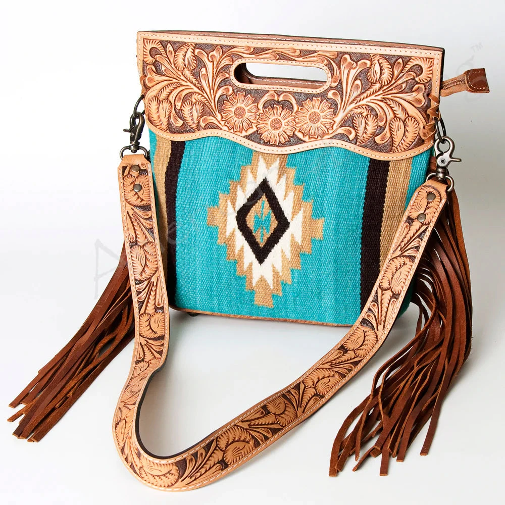 American Darling Turquoise Aztec/Floral Tooled Purse 5 American Darling Turquoise Aztec/Floral Tooled Purse - Image 5