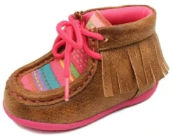 Pink Kimberly Serape Moccasin With Fringe