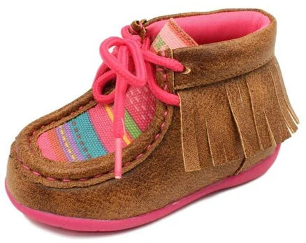 Pink Kimberly Serape Moccasin With Fringe 1 Pink Kimberly Serape Moccasin With Fringe