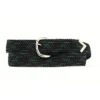 Braided Black Green Web Belt