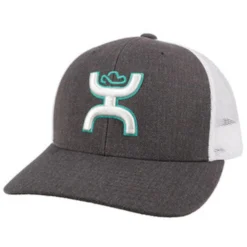 Hooey Mid Profile Charcoal/White/Teal Cap-Hooey Up Logo