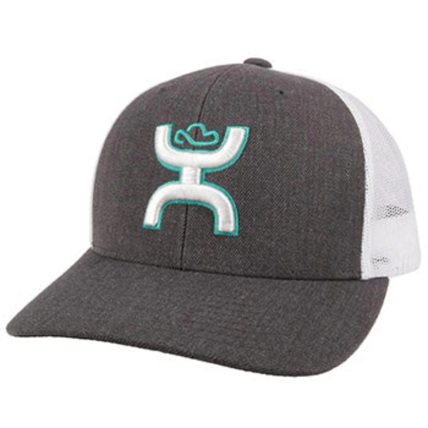 Hooey Mid Profile Charcoal/White/Teal Cap-Hooey Up Logo 1 Hooey Mid Profile Charcoal/White/Teal Cap-Hooey Up Logo
