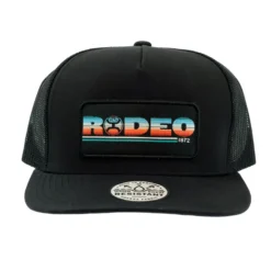 Hooey High Profile Black Cap-Serape Rodeo Patch