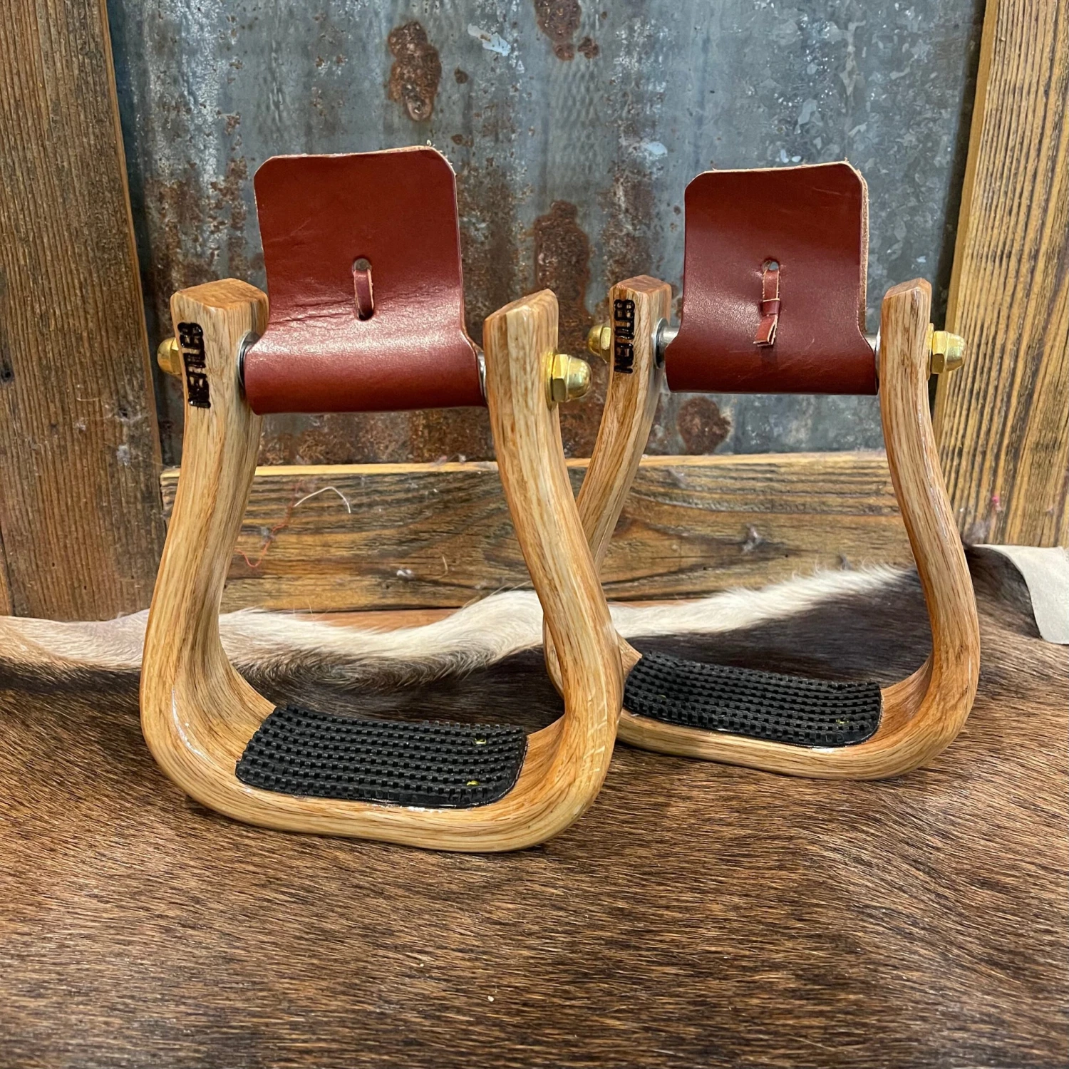 Nettles Stirrups 2" Varnish Barrel Racer 1 Nettles Stirrups 2" Varnish Barrel Racer