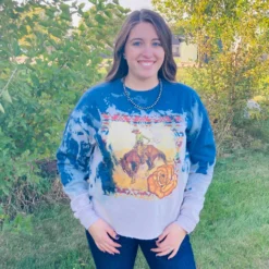 Bronc Denim Yellow Rose Sweatshirt