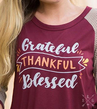 Southern Grace Maroon Grateful B-ball Tee 1 Southern Grace Maroon Grateful B-ball Tee