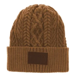 Hooey Ladies Beanie Tan With Brown Leather Patch