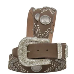 Women's Brown Arrow Studded Concho Belt