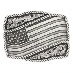 Montana Silversmiths Antique Silver Waving Flag Buckle
