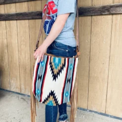 American Darling Aztec Blanket With Fringe Crossbody