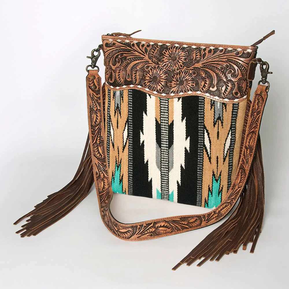 American Darling Tan & Black & Turquoise Crossbody 3 American Darling Tan & Black & Turquoise Crossbody - Image 3