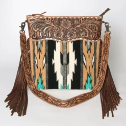American Darling Tan & Black & Turquoise Crossbody