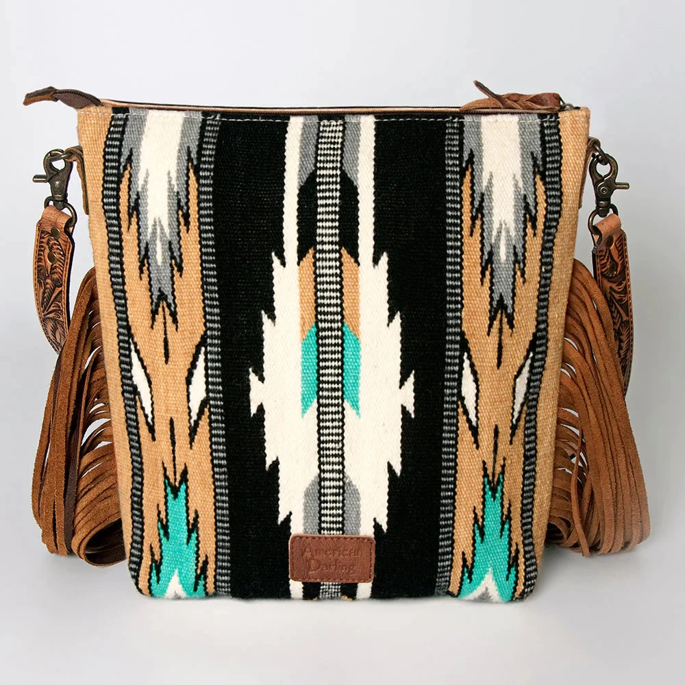 American Darling Tan & Black & Turquoise Crossbody 2 American Darling Tan & Black & Turquoise Crossbody - Image 2