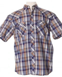 Blue And Tan Plaid Shirt