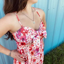 Red Floral Sless Dress 8 Red Floral Sless Dress -Equestrian Supplies Clothing Store CD02582e