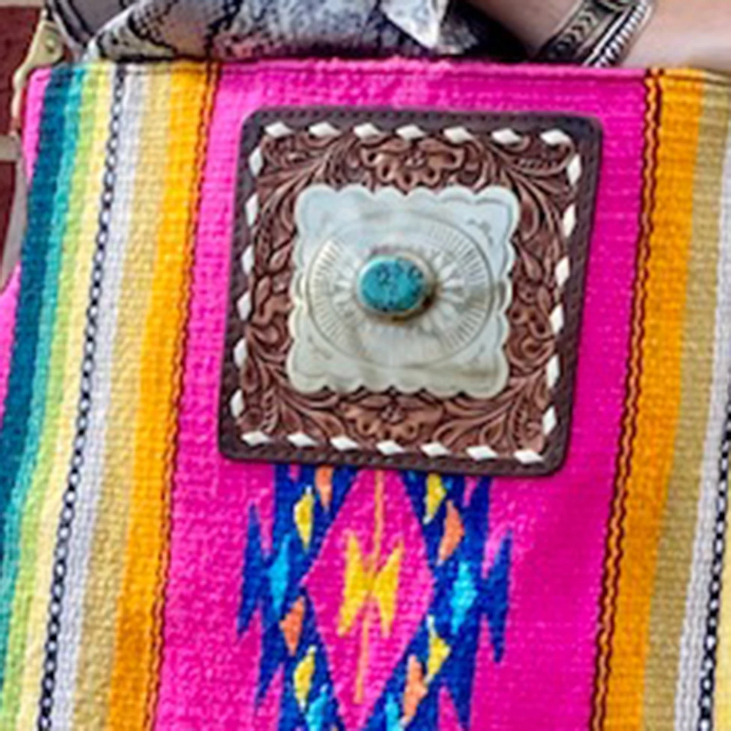 American Darling Pink Serape Saddle Blanket/Concho Crossbody 3 American Darling Pink Serape Saddle Blanket/Concho Crossbody - Image 3