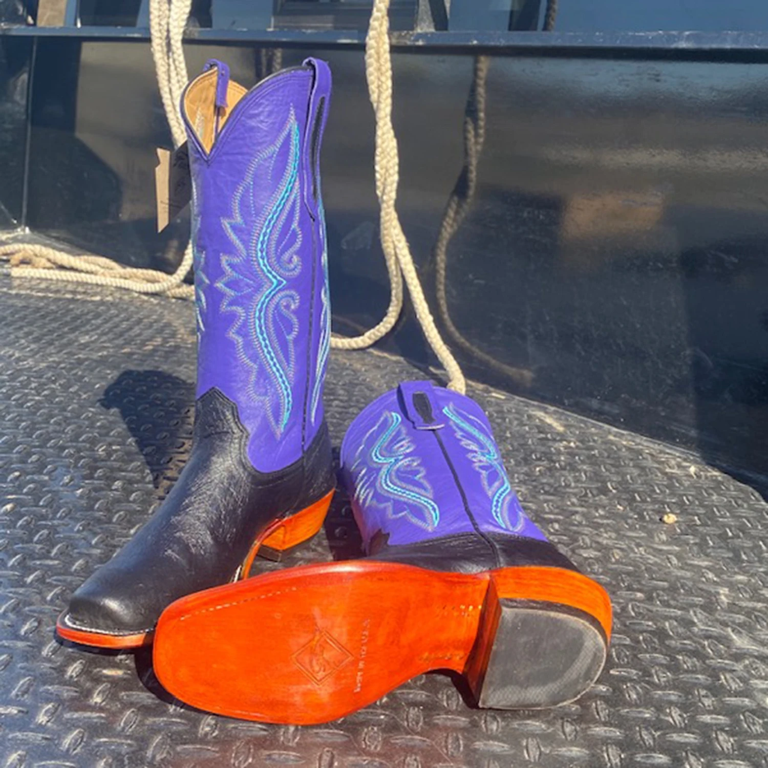 Fenoglio Black & Purple Smooth Ostrich Boots 3 Fenoglio Black & Purple Smooth Ostrich Boots - Image 3