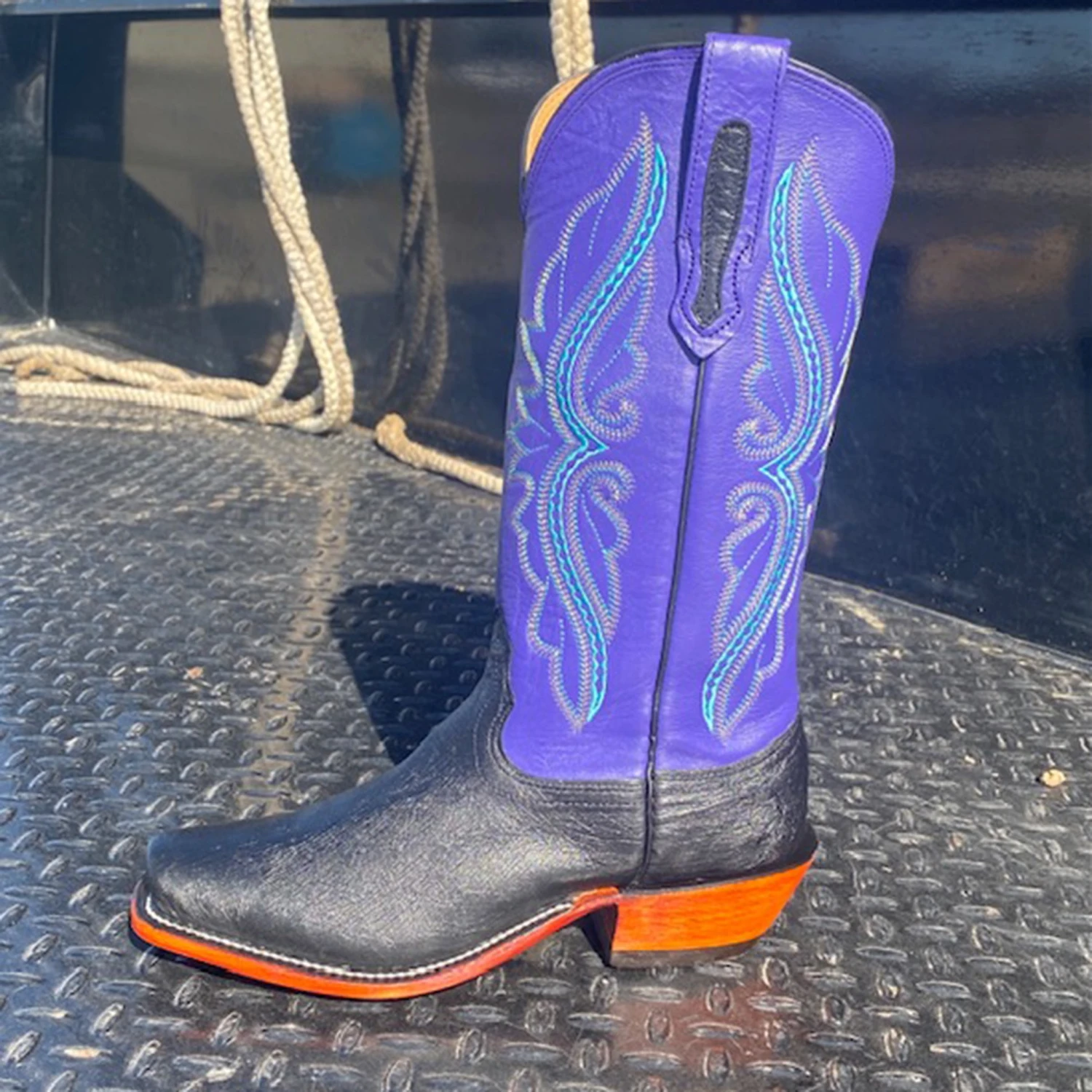 Fenoglio Black & Purple Smooth Ostrich Boots 5 Fenoglio Black & Purple Smooth Ostrich Boots - Image 5