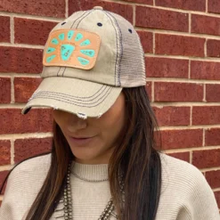 McIntire Saddlery Khaki Distressed Squash Patch Cap -Equestrian Supplies Clothing Store IMG 5654