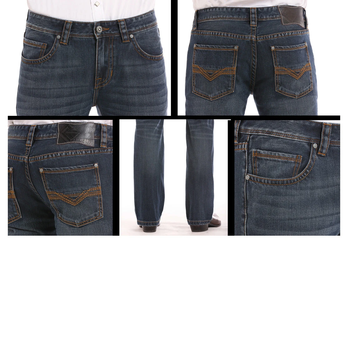 Rock & Roll Men's Regular Fit Pistol Straight Leg Dark Wash Jean 2 Rock & Roll Men's Regular Fit Pistol Straight Leg Dark Wash Jean - Image 2