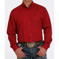 Cinch Red Long Sleeve Shirt