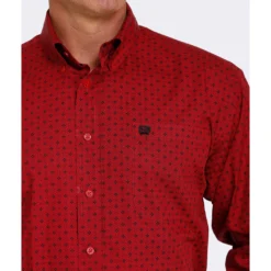 Cinch Red Long Sleeve Shirt -Equestrian Supplies Clothing Store MTW1105460 3