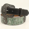Nocona Turquoise Croc Print With Concho's Belt