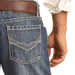 Rock & Roll Cowboy Medium Wash Vintage Stackable Bootcut Jeans -Equestrian Supplies Clothing Store RRMDTBR1G0 1