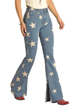 Rock & Roll Women's Light Wash Highrise Flare -Equestrian Supplies Clothing Store RRWD6HR174