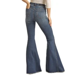 Rock & Roll Cowgirl Side Insert High Rise Bell Bottoms -Equestrian Supplies Clothing Store RRWD7HRZQK B