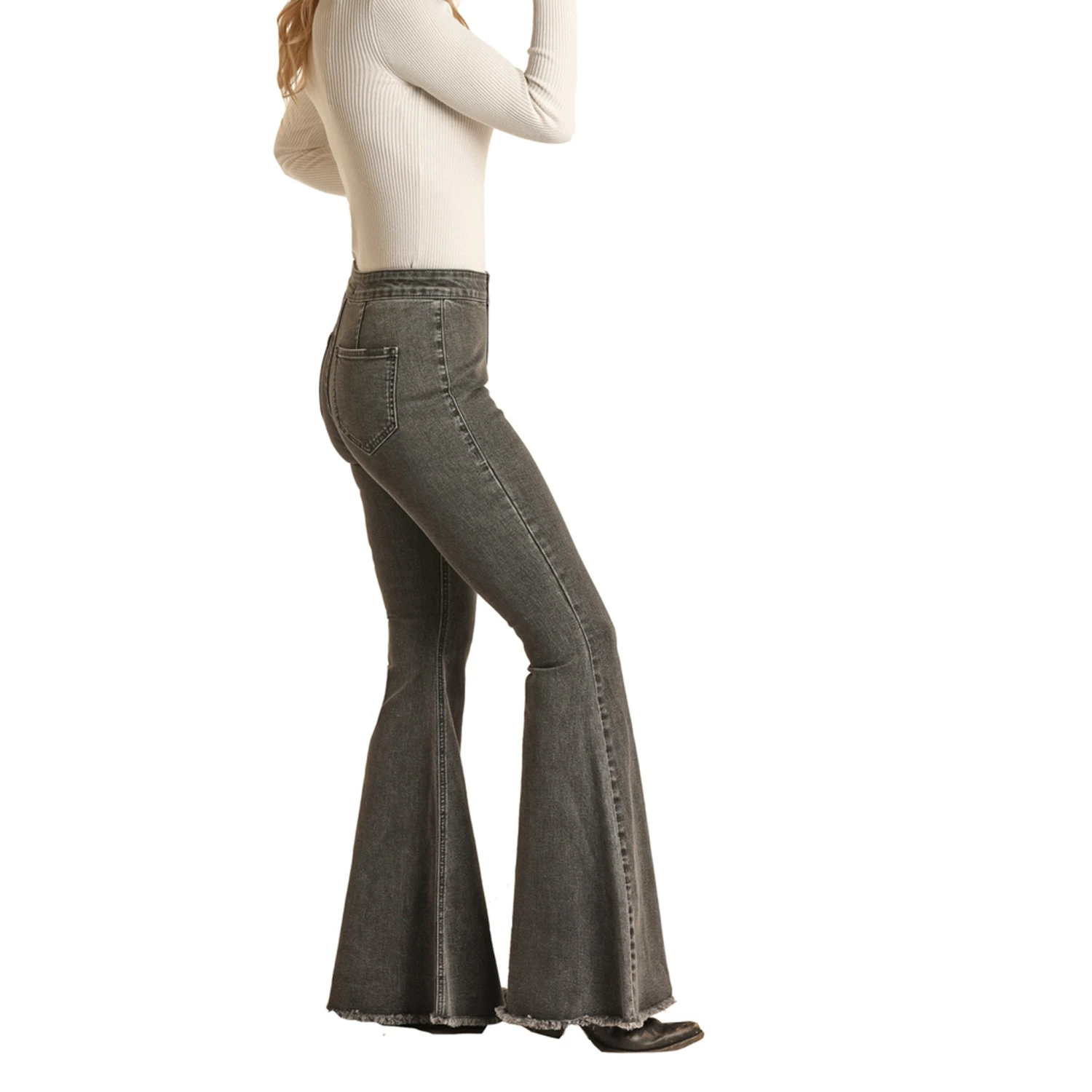 Rock & Roll Denim Charcoal Bell Bottoms 2 Rock & Roll Denim Charcoal Bell Bottoms - Image 2