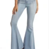 Light Multi-Dart Bell Bottom Jeans