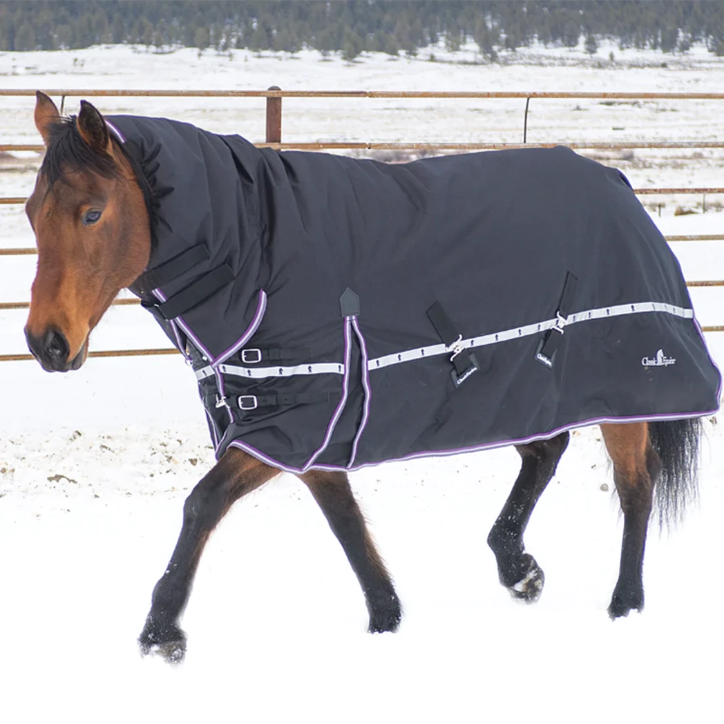 Classic Equine 10K Cross Trainer Winter Hooded Horse Blanket- Slate 2 Classic Equine 10K Cross Trainer Winter Hooded Horse Blanket- Slate - Image 2