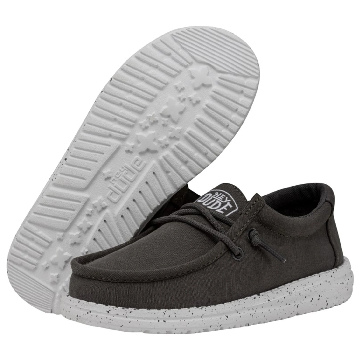 Heydude Hey Dude Wally Youth Slub Canvas Grey 2 Heydude Hey Dude Wally Youth Slub Canvas Grey - Image 2