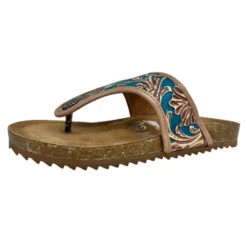 Tan & Turquoise Tooled Darla Sandals By Very G