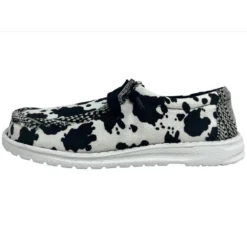 Very G Black And White Meadows Cow Print Casual Shoe