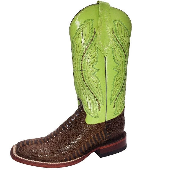 Ferrini Women's Lime Chocolate Ostrich Leg Square Toe Boot 1 Ferrini Women's Lime Chocolate Ostrich Leg Square Toe Boot
