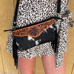 American Darling Fringe Tooled Hide Clutch 10 American Darling Fringe Tooled Hide Clutch -Equestrian Supplies Clothing Store bpurse