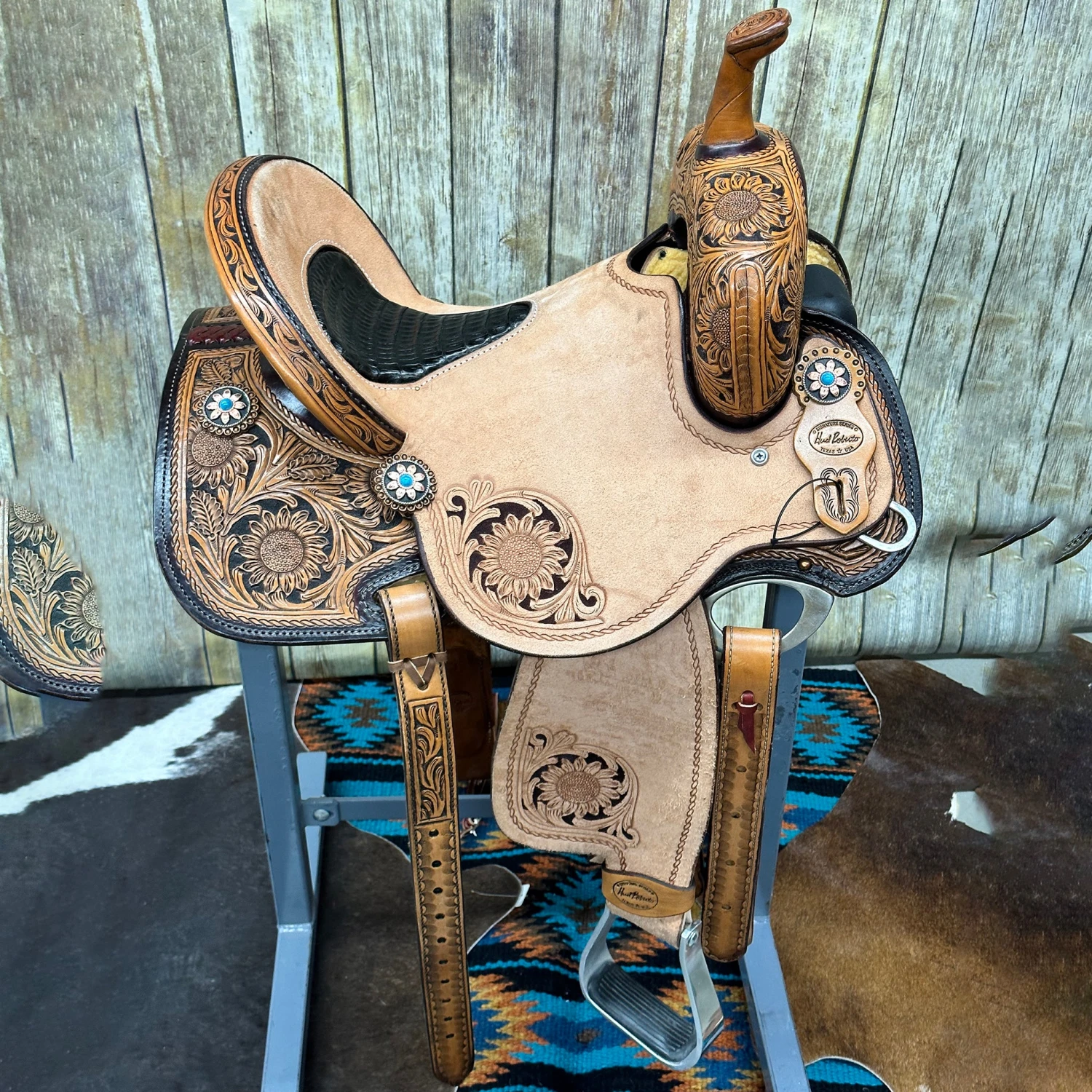 HR Saddlery 14 Inch Sunflower Barrel Saddle 2 HR Saddlery 14 Inch Sunflower Barrel Saddle - Image 2
