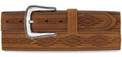 Tony Lama Men's Brown Navajo Blanket Tooled Belt