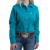 Cinch Women's Teal Solid Long Sleeve