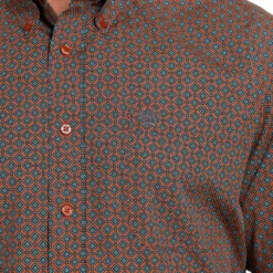 Cinch Men's Orange And Teal Geometric Shirt 7 Cinch Men's Orange And Teal Geometric Shirt -Equestrian Supplies Clothing Store mtw1105503 4 2189 detail