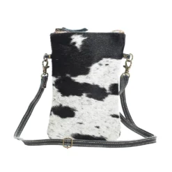 Black And White Hide Long Cross Body Purse