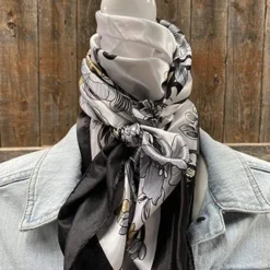 Black And Grey Floral Wild Rag